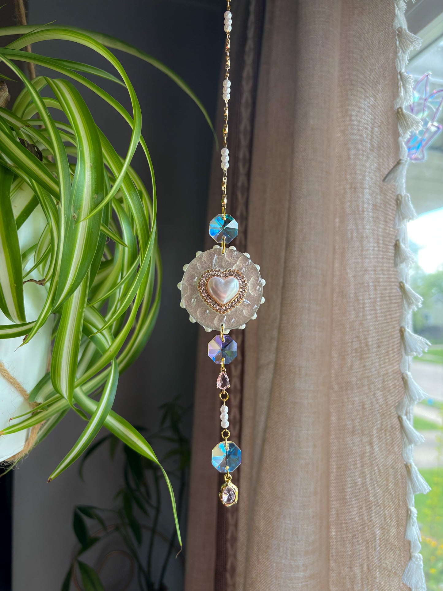 Pearl Heart Sun Catcher