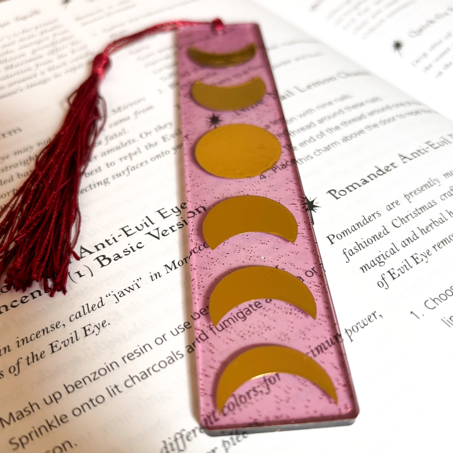 Burgundy & Gold Moon Phase Bookmark