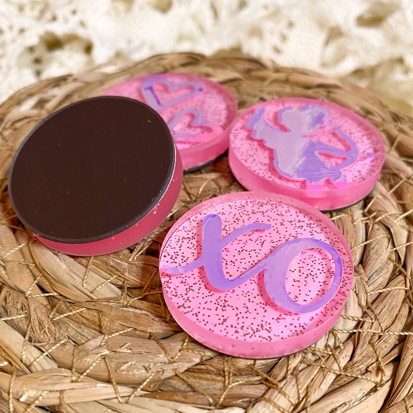 Pink Holographic Valentine’s Day Magnets